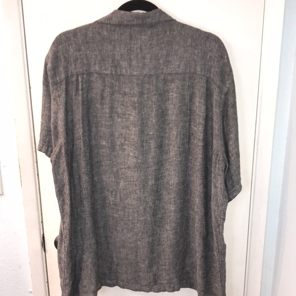 Gray Marled Linen Blend Haggar Clothing Button Down Size XL - Picture 2 of 7